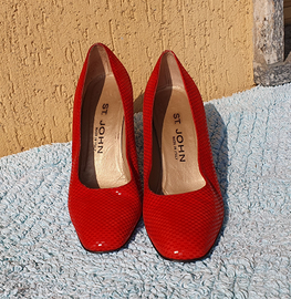 Scarpe rosse corallo pitonate