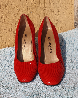 Scarpe rosse corallo pitonate
