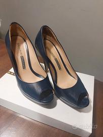 Décolleté blu tacco 12, in pelle, taglia 37