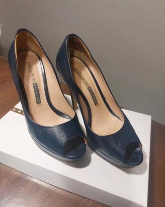Décolleté blu tacco 12, in pelle, taglia 37