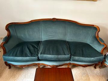 Trittico Divano + 2 Poltrone Luigi XV Velluto