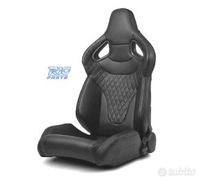 SEDILE BAQUET UNIVERSALE IN PELLE NERA STILE SPORT