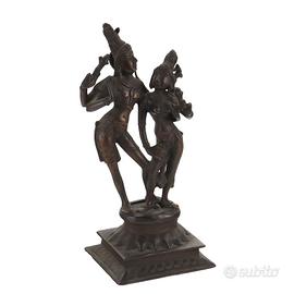 Krishna con una Gopi Scultura in Bronzo Primi '900
