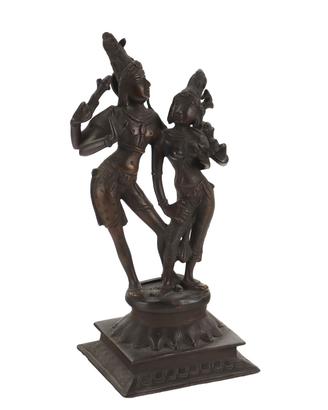 Krishna con una Gopi Scultura in Bronzo Primi '900