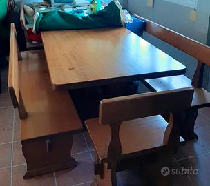 Tavolo con panche legno noce nazionale