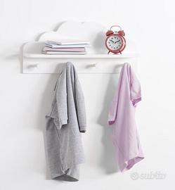 Mensolina appendiabiti bambni 4 ganci nuvoletta