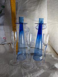 2 PORTACANDELE VETROBLU+ 3 VETRO TRASPARENTE PICC.