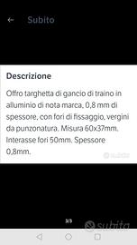Targhetta gancio traino 