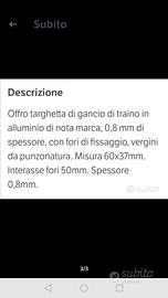 Targhetta gancio traino 