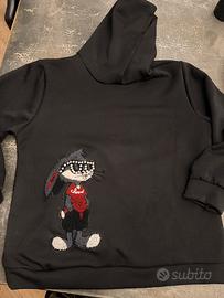 Felpa nera con coniglietto -made in Itsly