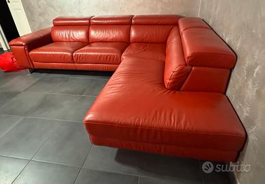 Divano Angolare Poltrone e Sofà- Pelle Rossa
