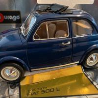 Burago fiat 500 blu 1/16