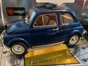 Burago fiat 500 blu 1/16