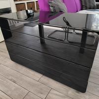 cassettiera nera laccata lucida di pregio