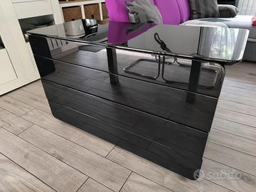 cassettiera nera laccata lucida di pregio