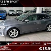 Audi A3 SPB 1.6 TDI 116 CV Sport FINANZIABILE