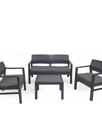 Set Rattan Divano + Poltrone + Tavolino 