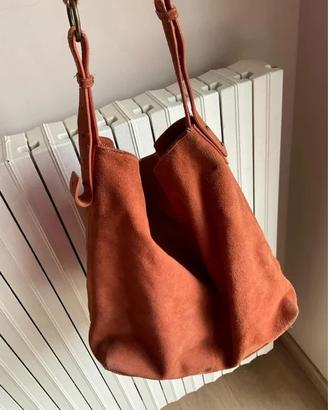 Borsa vitello scamosciato ruggine vintage UPIM