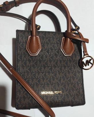 Mini borsa Michael Kors Mercer XS Tote Marrone Log