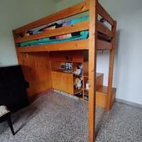Letto a castello in legno massiccio scala laterale