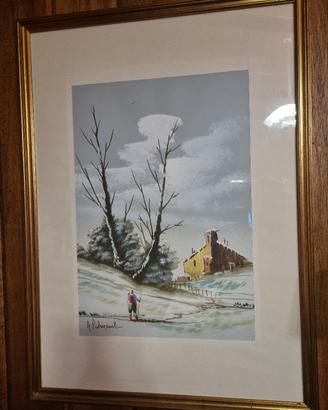 Dipinto Alfonso Pietrosemoli  Paesaggio invernale