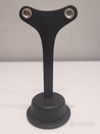 Orecchini oro rosa diamanti topazi azzurri