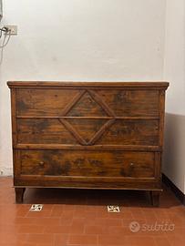 Cassapanca antica rustica in legno massello