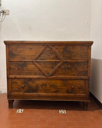 Cassapanca antica rustica in legno massello