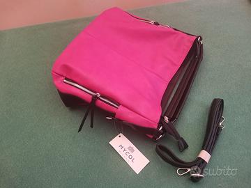 Borsetta pelle fucsia a mano Mycol Milano - nuova