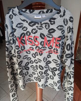 Felpa grigia cotone leggero con baci x 13 anni