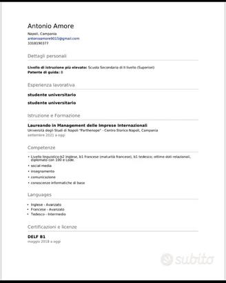 Ripetizioni studente universitario