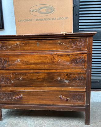 Cassettiera vintage in legno massello