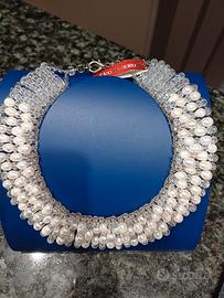 Girocollo di perle di fiume e cristalli sintetici 