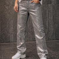 Jeans argento metallizzati effetto laminato