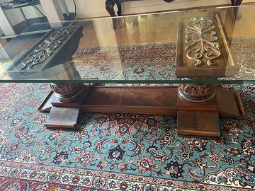 elegante tavolino da salotto legno e cristallo