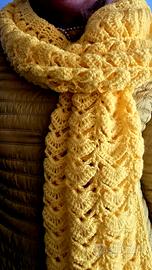 sciarpa handemade uncinetto gialla 40x150