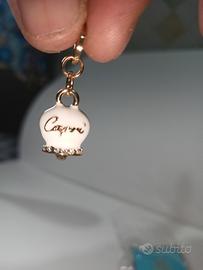 Ciondolo in Metallo campanella smalto bianco con c