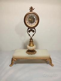 Orologio da tavolo vintage anni 50 ottone e onice