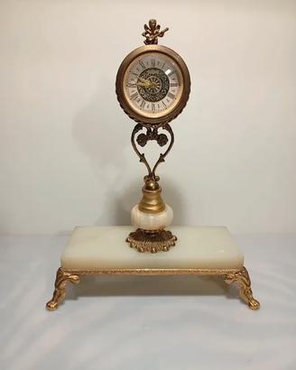 Orologio da tavolo vintage anni 50 ottone e onice