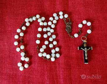 rosario antico pietre di agata bianca