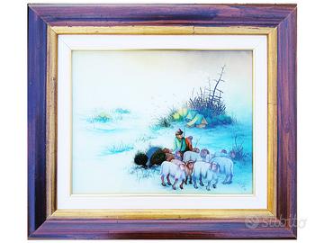 quadro naif olio su VETRO - Mato Toth