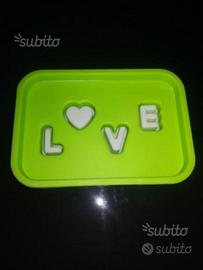 Portasapone apribile plastica love verde bianco