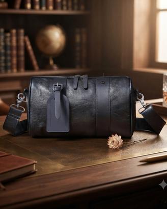 Borsa a tracolla uomo in vera pelle nera