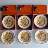 Hermès, Siesta, set 6 piatti dessert porcellana