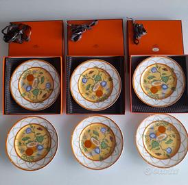 Hermès, Siesta, set 6 piatti dessert porcellana