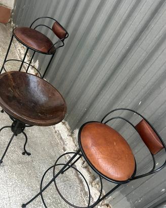 Set arredo rustico indistriale bacile +sgabelli