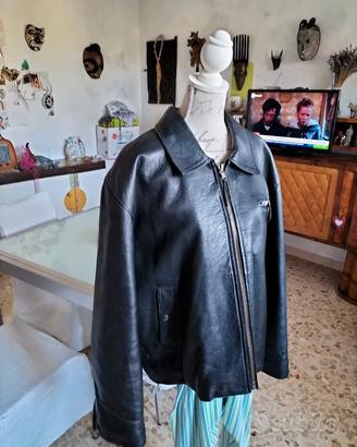 giubbotto invernale in pelle da motociclista 