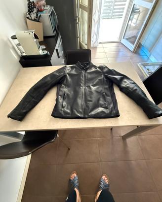Giacca moto uomo nera in pelle xxl/54