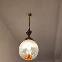 lampadario vintage con globo in vetro 