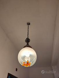 lampadario vintage con globo in vetro 